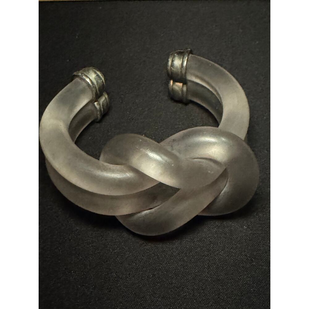 Vintage Frosted Lucite Pretzel Knot Cuff Bracelet Dorothy Thorpe?